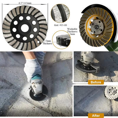 خارج القطر 125mm توربو كأس الماس طحن عجلات الحصباء # 60/80 للحجر أو الخرسانة