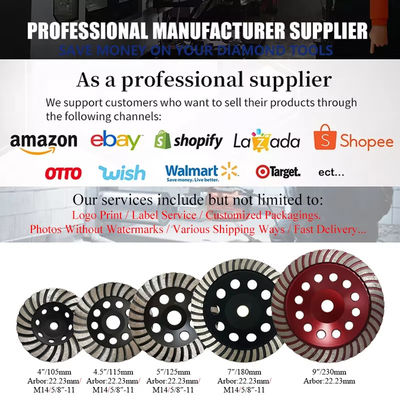 خارج القطر 125mm توربو كأس الماس طحن عجلات الحصباء # 60/80 للحجر أو الخرسانة