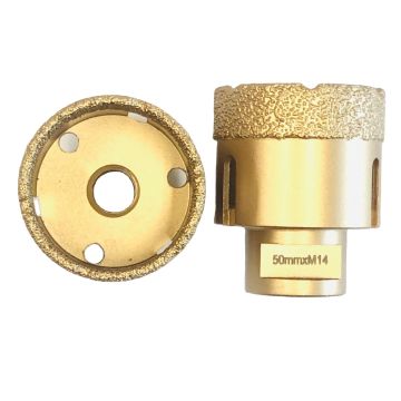4 قطعة M14 50 مللي متر فراغ صنع من النحاس أدوات الماس لقمة مثقاب الحد الأدنى من التقطيع