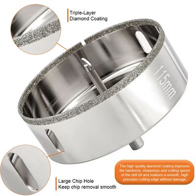 القواطع الجوفاء البلاط 80mm الماس الأساسية لقم للزجاج
